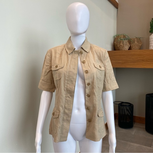 Elie Tahari linen button down shirt, Size 8 - Picture 5 of 10